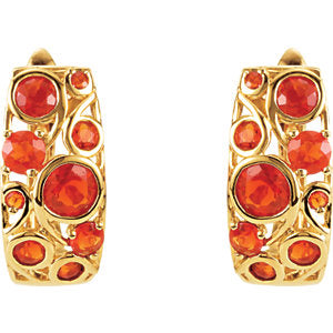 Wildflower Mexican Fire Opal Hoop Earrings