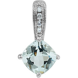 Iris Aquamarine and Diamond Pendant