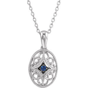 Iris Blue Sapphire Filigree Necklace