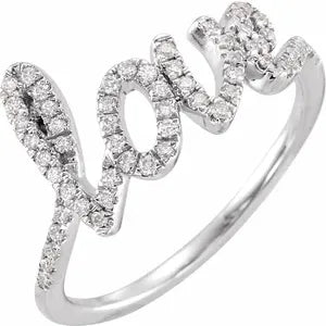 Peony Diamond Cursive Love Ring