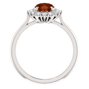 Orchid Garnet and Diamond Halo Style Ring