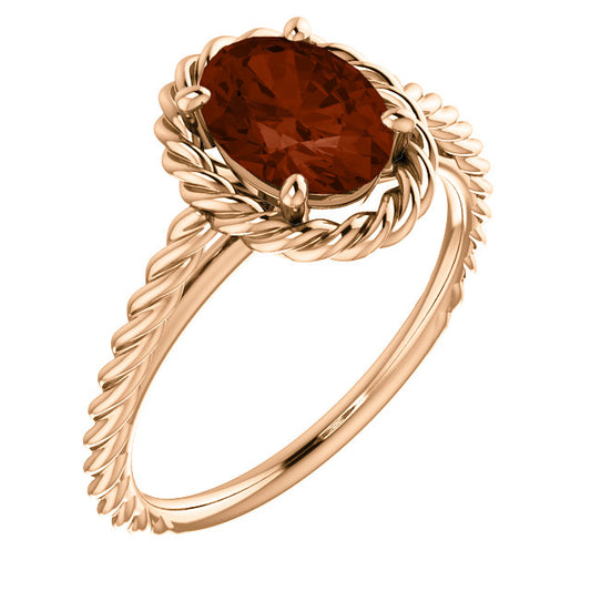 Hibiscus Garnet Rope Ring