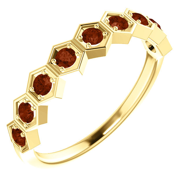 Marigold Garnet Honeycomb Stackable Ring