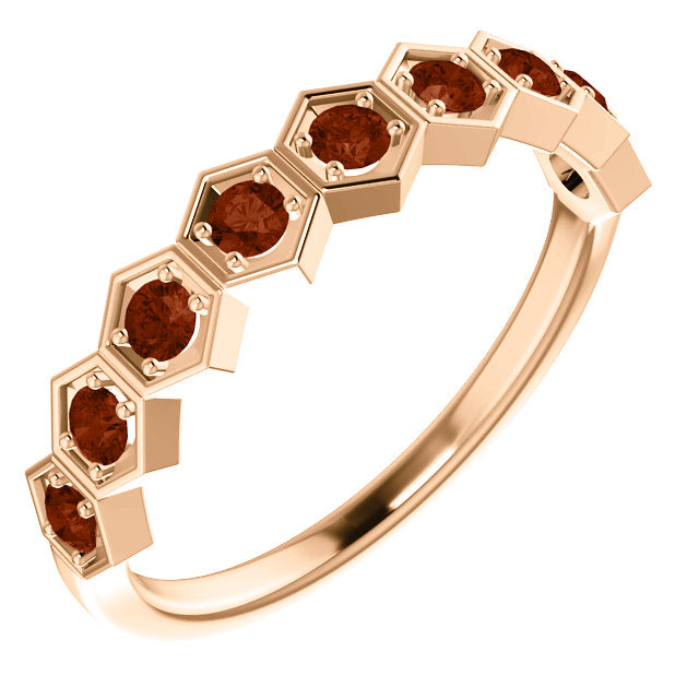 Marigold Garnet Honeycomb Stackable Ring