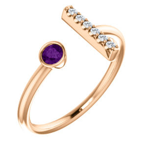 Lilac Amethyst and Diamond Bar Ring