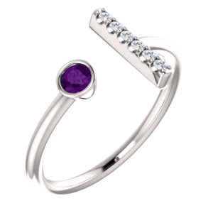 Lilac Amethyst and Diamond Bar Ring