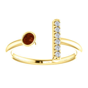 Lilac Garnet and Diamond Bar Ring