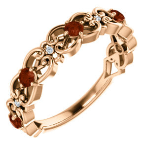 Iris Garnet and Diamond Filigree Ring