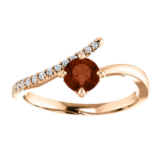 Passionflower Garnet and Diamond By Pass Ring