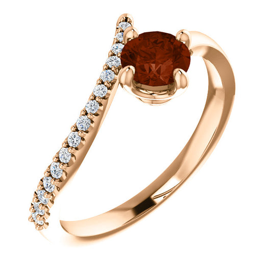 Passionflower Garnet and Diamond By Pass Ring