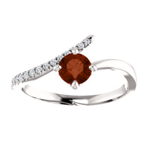 Passionflower Garnet and Diamond By Pass Ring