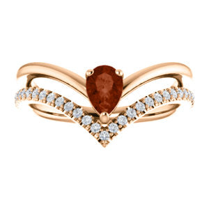 Bellflower Garnet and Diamond Chevron Ring