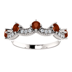 Myrtle Garnet and Diamond Crown Ring