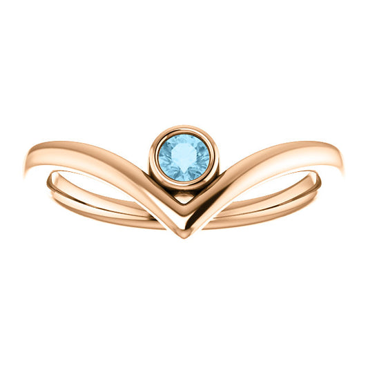 Poppy Aquamarine Chevron Ring