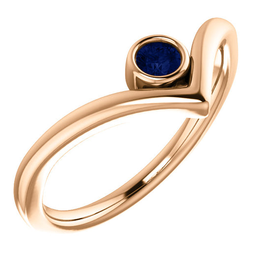 Poppy Blue Sapphire Chevron Ring