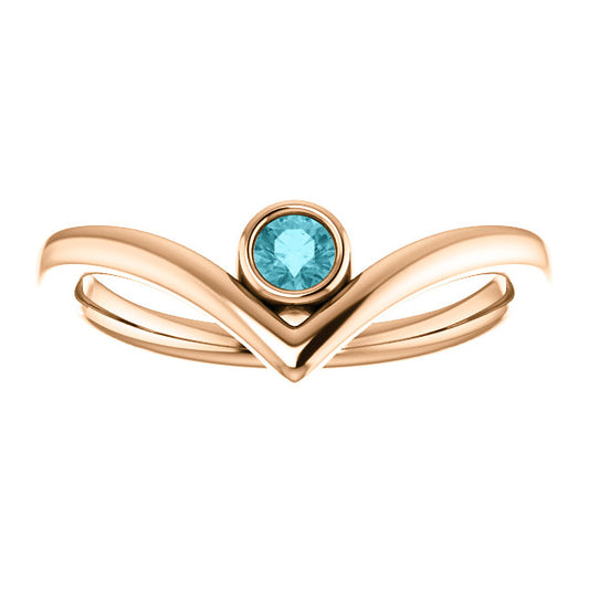 Poppy Blue Zircon Chevron Ring