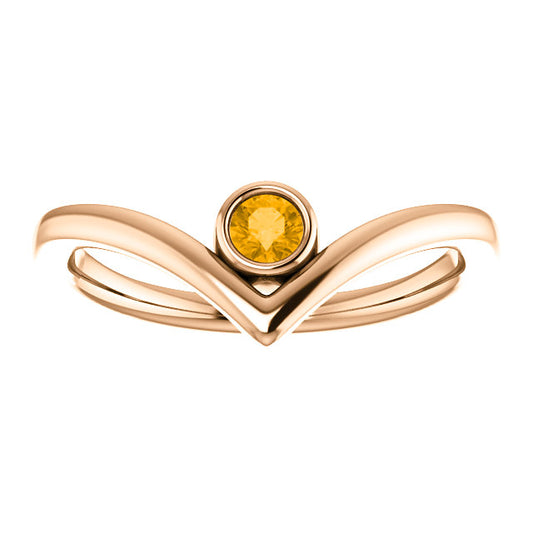 Poppy Citrine Chevron Ring