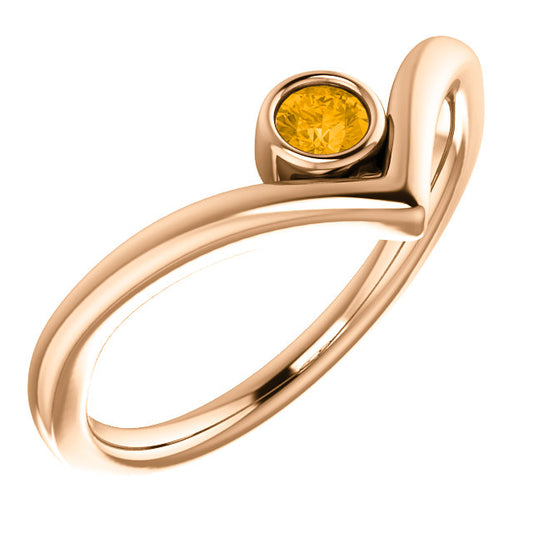 Poppy Citrine Chevron Ring