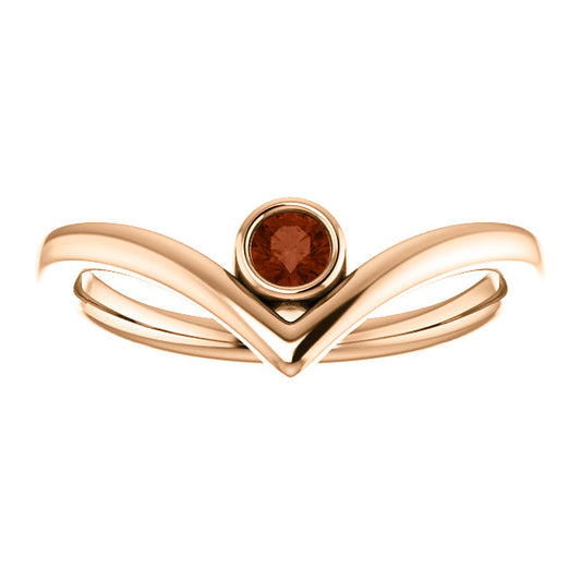 Poppy Garnet Chevron Ring