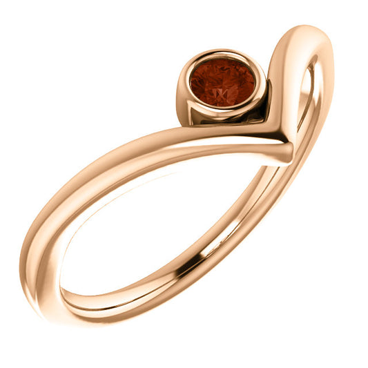 Poppy Garnet Chevron Ring