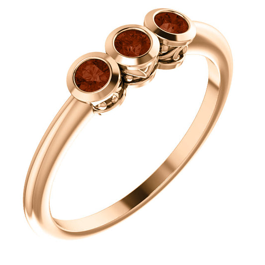 Poppy Garnet Three Stone Ring