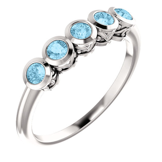 Poppy Aquamarine Five Stone Ring