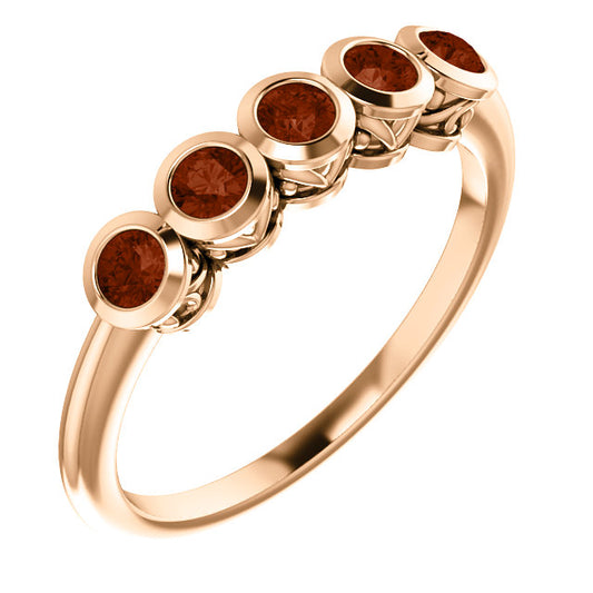 Poppy Garnet Five Stone Ring