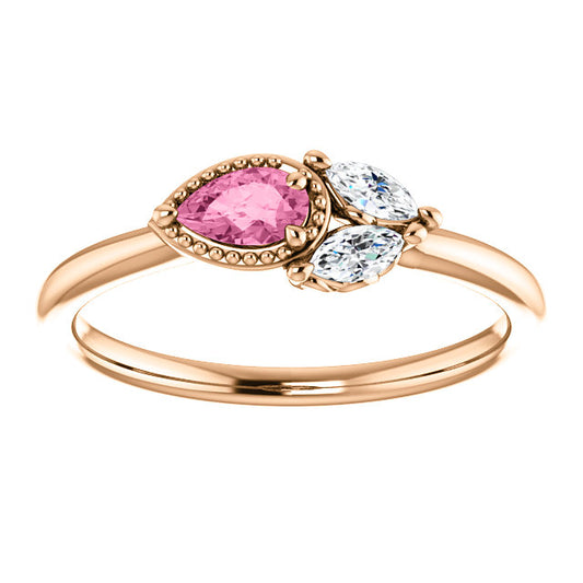 Pink Sapphire and Diamond Ring