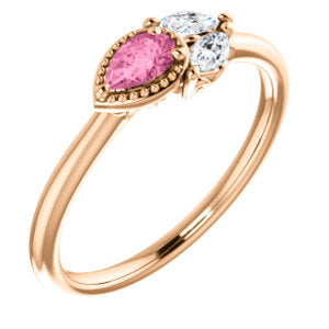 Pink Sapphire and Diamond Ring