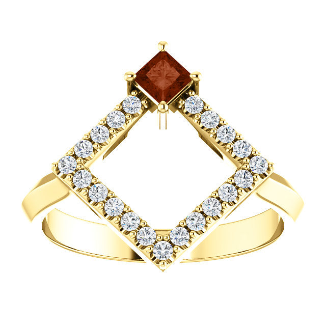 Dahlia Square Garnet and Diamond Ring