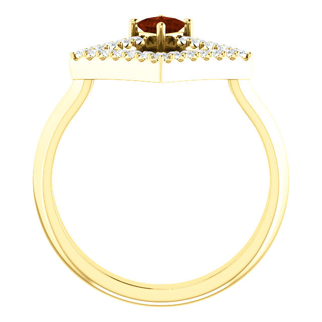 Dahlia Square Garnet and Diamond Ring