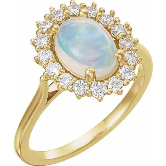 Orchid Ethiopian Opal and Diamond Ring