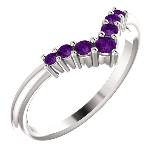 Bellflower Amethyst Chevron Stackable Ring