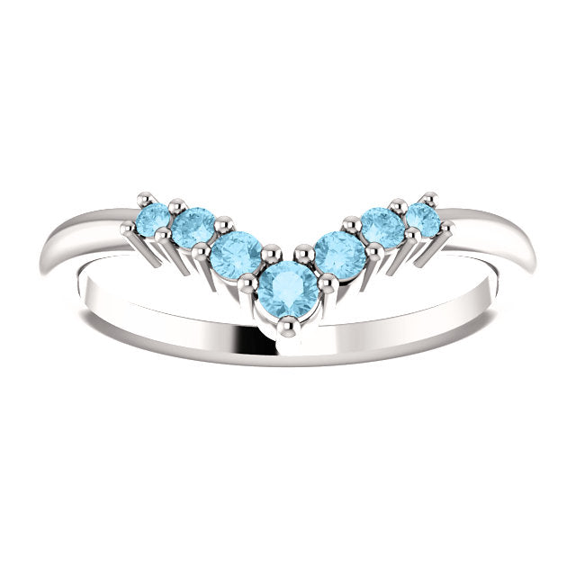 Bellflower Aquamarine Chevron Stackable Ring