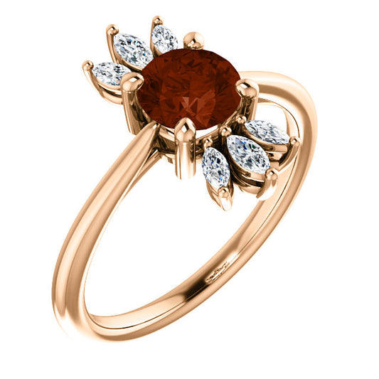 Orchid Garnet and Diamond Ring