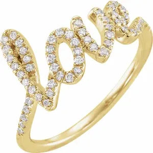 Peony Diamond Cursive Love Ring