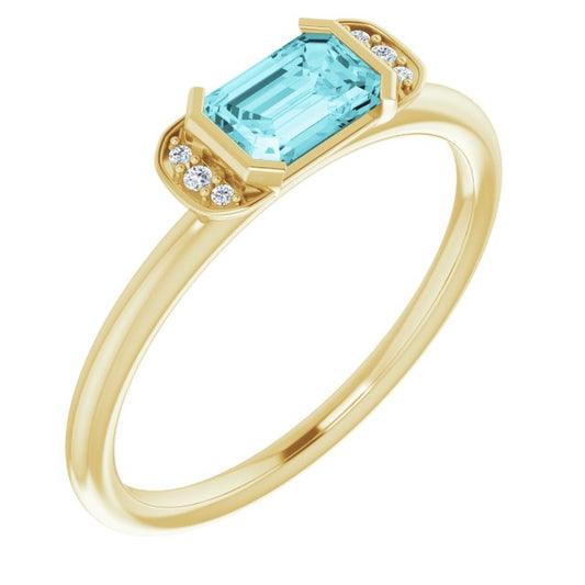 Dahlia Blue Zircon and Diamond Ring