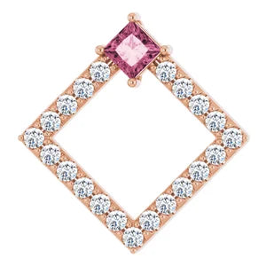 Dahlia Square Pink Tourmaline & Diamond Pendant