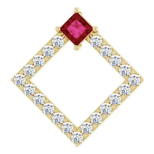 Dahlia Square Ruby & Diamond Pendant