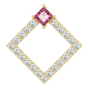 Dahlia Square Pink Tourmaline & Diamond Pendant