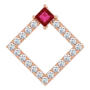 Dahlia Square Ruby & Diamond Pendant