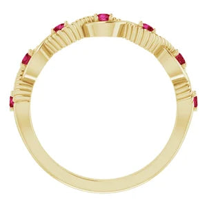 Hibiscus Ruby Rope Stackable Ring