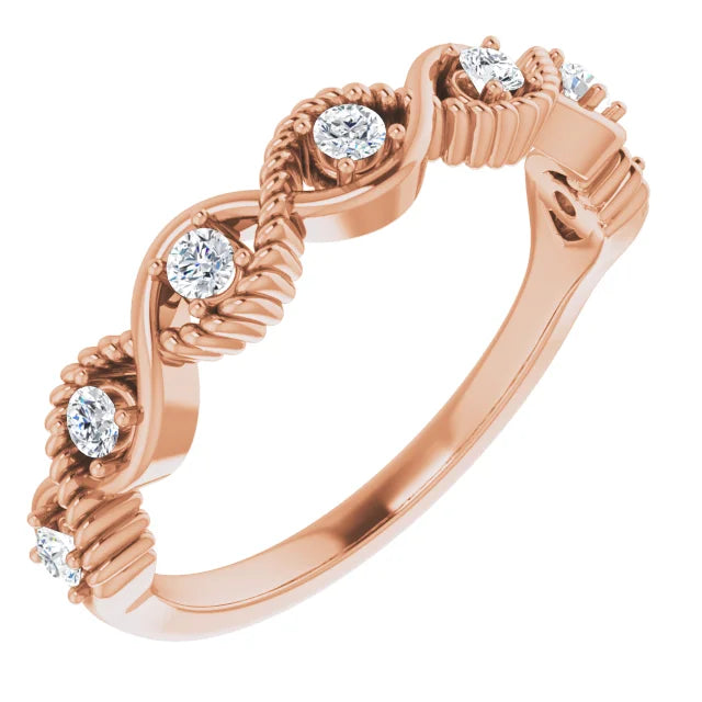 Hibiscus Diamond Rope Stackable Ring