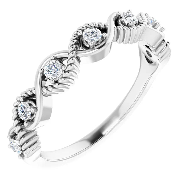 Hibiscus White Sapphire Rope Stackable Ring