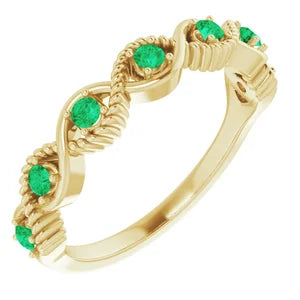 Hibiscus Emerald Rope Stackable Ring
