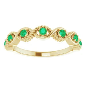 Hibiscus Emerald Rope Stackable Ring