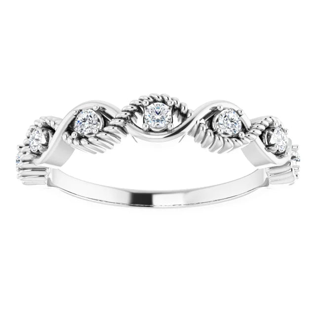 Hibiscus White Sapphire Rope Stackable Ring