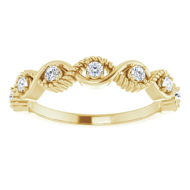Hibiscus Diamond Rope Stackable Ring