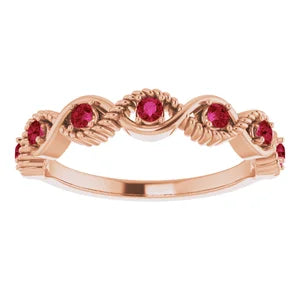 Hibiscus Ruby Rope Stackable Ring