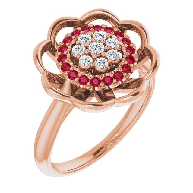 Daisy Diamond & Ruby Flower Ring